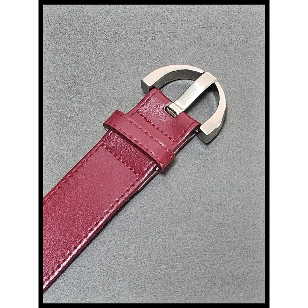 Express Genuine Leather Belt Made In Italy Metal D Buckle Rasberry Red Small